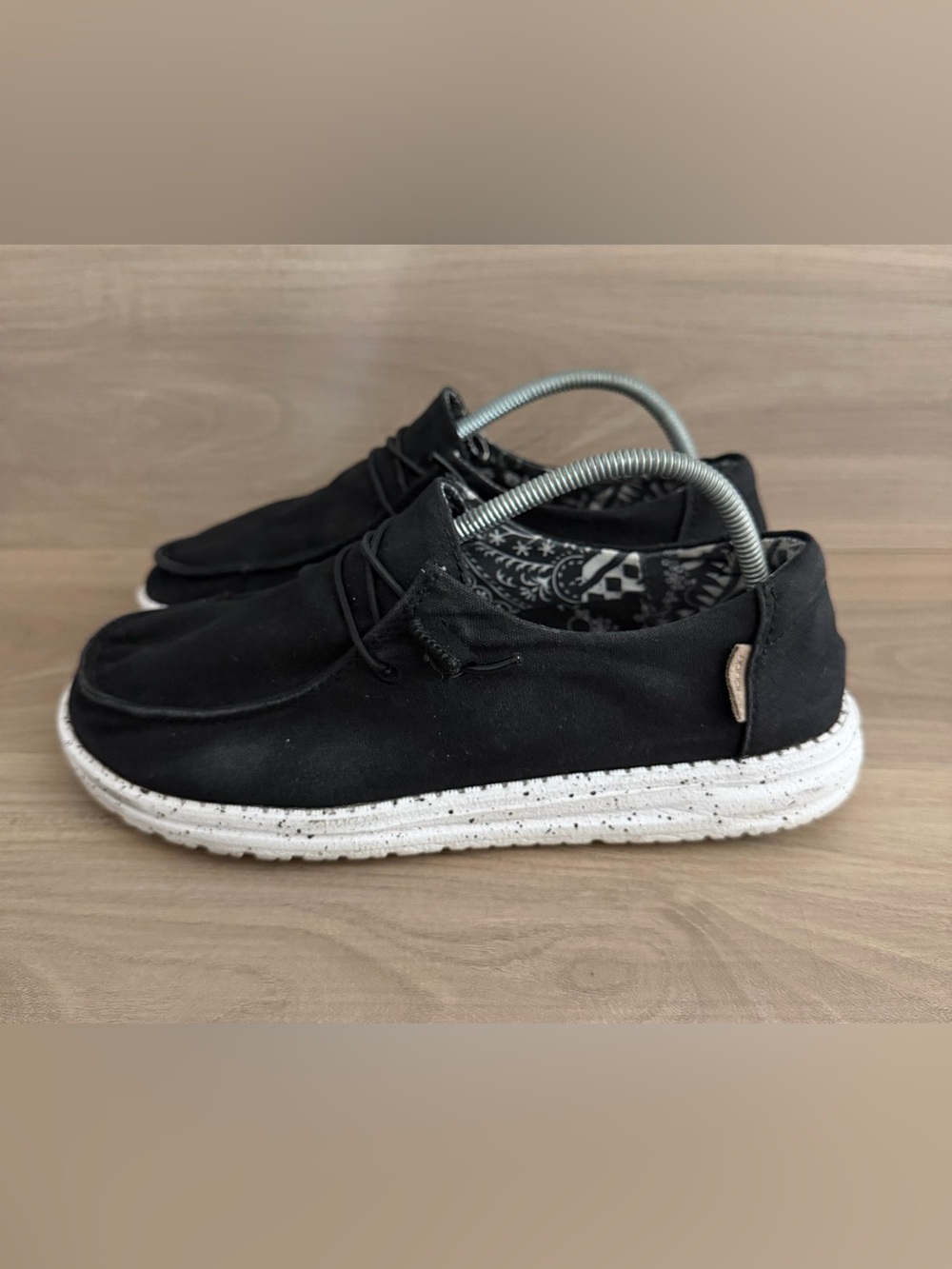 Hey Dude Wendy Black Odyssey Canvas Slip On Casual Shoes Women's US 8 EU 39